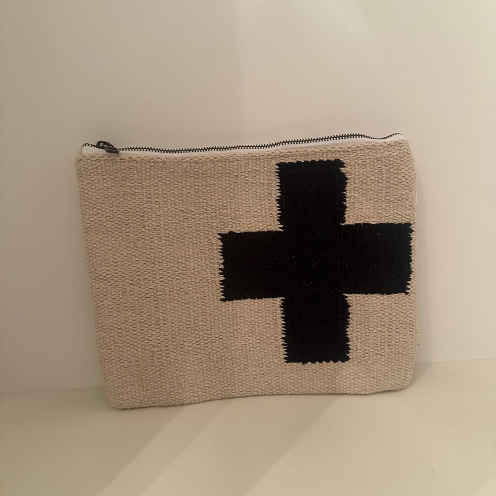 Ink + Alloy Zipper Pouch with Black Cross